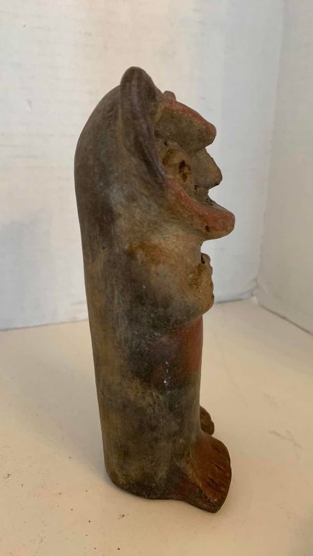 Photo 1 of PRE-COLUMBIAN STYLE FIGURE WITH CAT MASK STATUE 7”