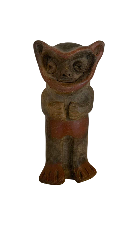 Photo 1 of PRE-COLUMBIAN STYLE FIGURE WITH CAT MASK STATUE 7”