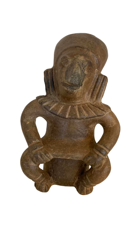 Photo 1 of PRE-COLUMBIAN STYLE MALE SITTING ON STOOL STATUE 8”