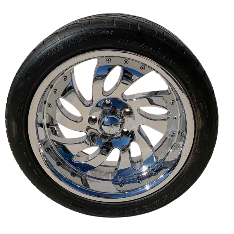Photo 1 of MB MOTORS CHROME RIMS 18 X 8.5" BOLT PATTERN IS 5 X 20.65 MM ORIGINALLY ON 1989 FIREBIRD AND B.F. GOODRICH G-FORCE T/A TIRES 225/40ZR18 95Y