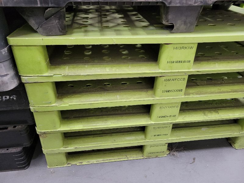 Photo 1 of ONE STACKABLE PLASTIC PALLET 40” TO 48” SQUARE. DIFFERENT TYPES AVAILABLE.