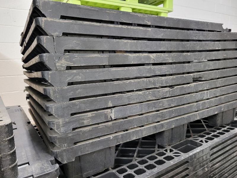 Photo 1 of ONE STACKABLE PLASTIC PALLET 40” TO 48” SQUARE. DIFFERENT TYPES AVAILABLE.