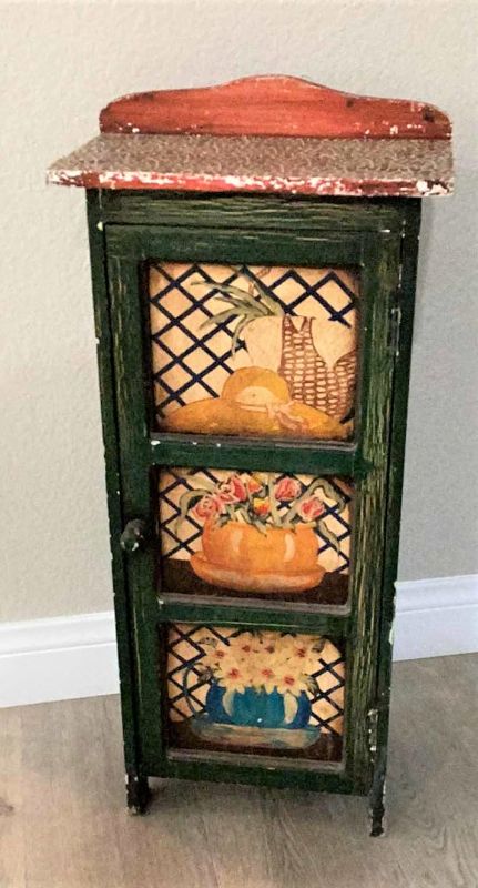 Photo 1 of VINTAGE HAND PAINTED SMALL STORAGE CABINET 12” x 8” x 28”