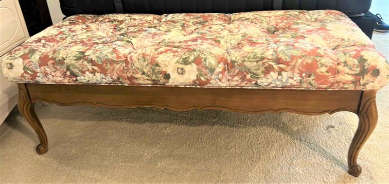 Photo 1 of CUSTOM WOOD BENCH REUPHOLSTERED  51” x 22” H18”