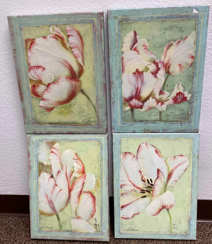 Photo 1 of NEW 4 WRAPED CANVAS FLORAL ARTWORK 12” X 16” EACH ARTWORK $79 EACH