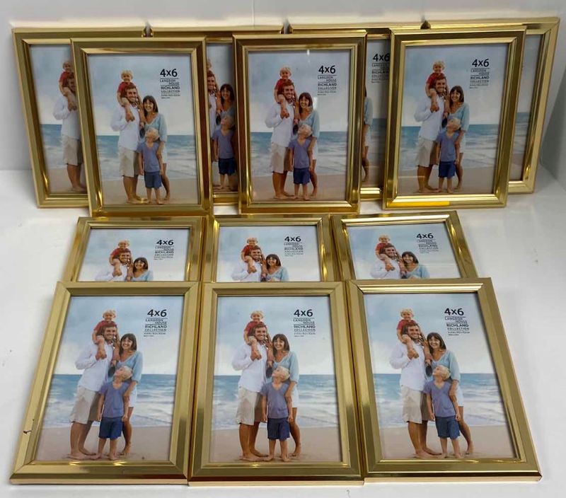 Photo 1 of NEW 13- BRASS COLOR METAL PICTURE FRAMES 4” X 6”