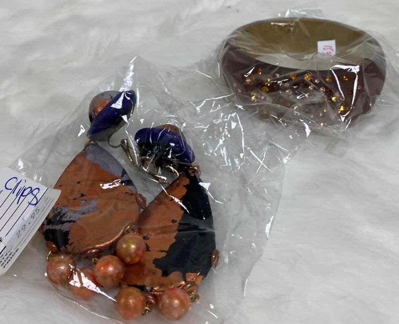 Photo 1 of NEW CLIP EARRINGS AND BRACELET COSTUME JEWELRY