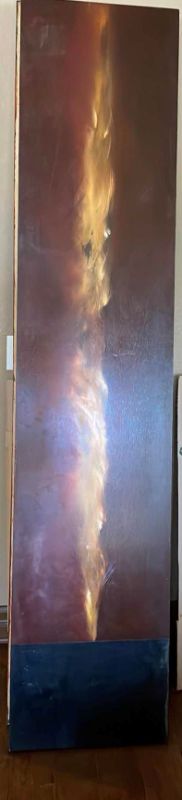 Photo 8 of ORIGINAL OIL WAX GLAZED PETER BUREGA “AIRGLOW NO. 13”, SIGNED ON BACK 19”x 88”