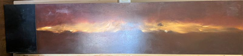 Photo 1 of ORIGINAL OIL WAX GLAZED PETER BUREGA “AIRGLOW NO. 13”, SIGNED ON BACK 19”x 88”