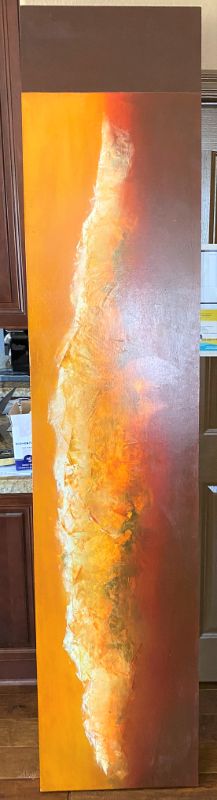 Photo 2 of ORIGINAL OIL WAVE GLAZE ARTWORK BY PETER BUREGA “SONG LINES, NO. 42”, SIGNED ON THE BACK
19” x 88”