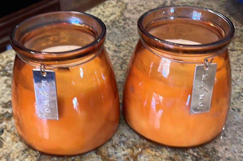 Photo 1 of ORANGE GLASS WOOD WICK CANDLES