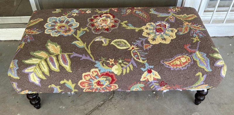 Photo 1 of VINTAGE OTTOMAN / BENCH WITH FLORAL CARPET UPHOLSTERY 4‘ x 26“ x H17“