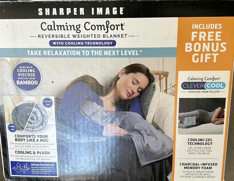 Photo 1 of NEW SHARPER IMAGE CALMING WEIGHTED REVERSIBLE BLANKET