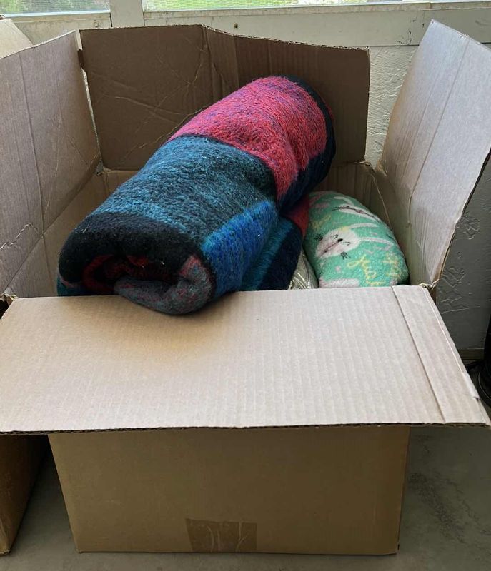 Photo 1 of BOX OF BLANKETS