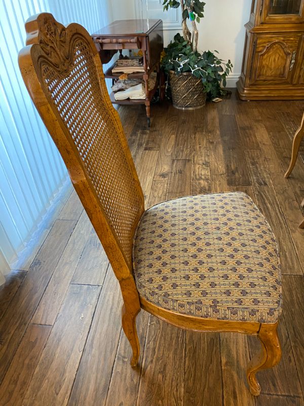 Photo 8 of DREXEL HERITAGE CABERNET PECAN FORMAL DINING WITH 8 CANE CHAIRS CUSTOMIZED WITG EXTRA LEAF TO FIT 14-16 PEOPLE 71” X 42” H 30” NO LEAFS- 3 LEAFS 20” EACH = 131”