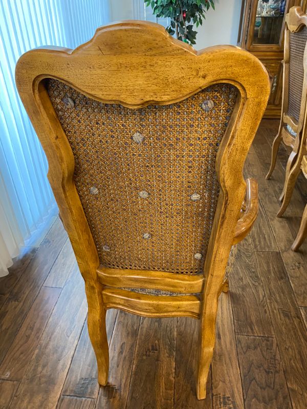 Photo 4 of DREXEL HERITAGE CABERNET PECAN FORMAL DINING WITH 8 CANE CHAIRS CUSTOMIZED WITG EXTRA LEAF TO FIT 14-16 PEOPLE 71” X 42” H 30” NO LEAFS- 3 LEAFS 20” EACH = 131”