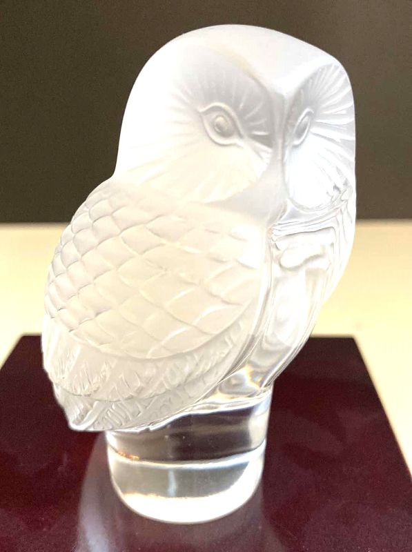 Photo 1 of LALIQUE FRANCE ‘chouette’ OWL 2“ x 3 1/2“ $350