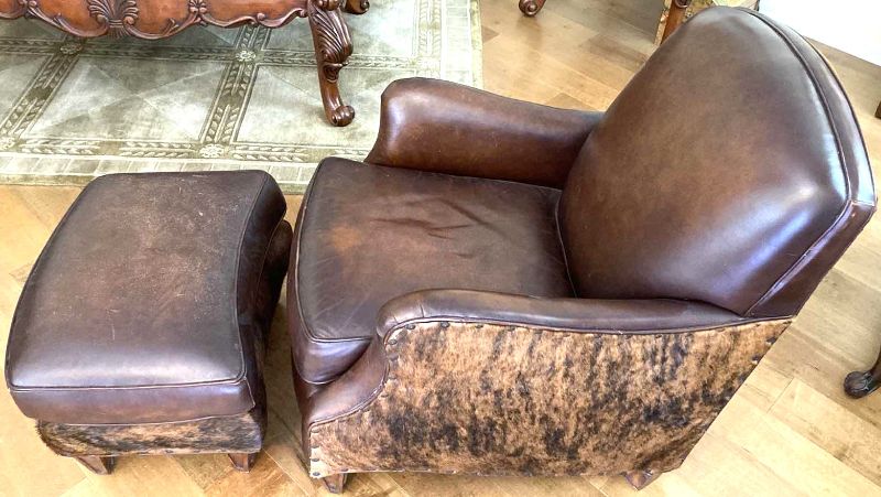 Photo 1 of WRANGLER HOME LEATHER AND HIDE OCCASIONAL CHAIR WITH OTTOMAN