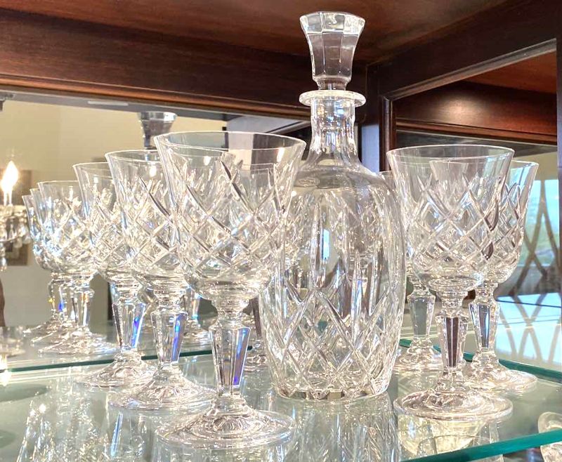 Photo 1 of CRYSTAL DECANTER AND 8 GLASSES