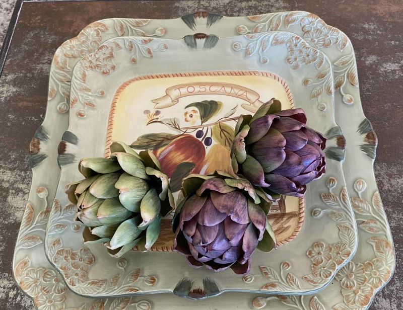 Photo 1 of INTERNATIONAL TOSCANA PLATTERS AND FAUX VEGGIES LARGEST 17”