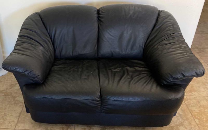 Photo 1 of 58” BLACK BONDED LOVE SEAT