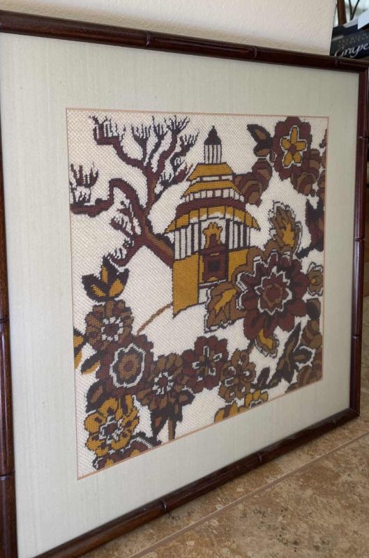 Photo 1 of FRAMED ASIAN NEEDLE POINT 20” x 20”.