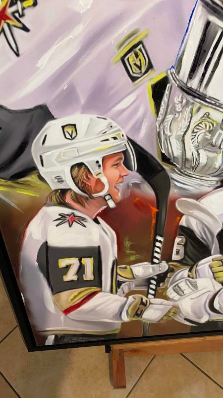 Photo 5 of GOLDEN KNIGHTS "KNIGHTS TO REMEMBER" 2018 FINALS RUN HAND EMBELLISHED PAINTING ON CANVAS 32' X 48"