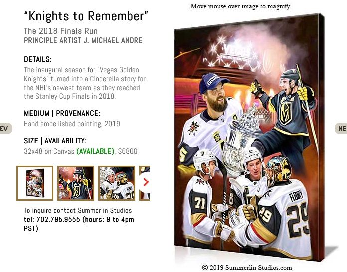 Photo 2 of GOLDEN KNIGHTS "KNIGHTS TO REMEMBER" 2018 FINALS RUN HAND EMBELLISHED PAINTING ON CANVAS 32' X 48"