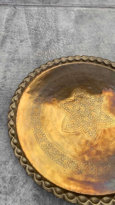 Photo 2 of EXTRA LARGE MOORISH BRASS TRAY 30” CIRCUMFERENCE