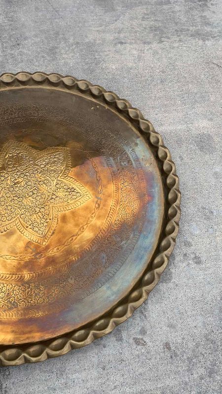 Photo 3 of EXTRA LARGE MOORISH BRASS TRAY 30” CIRCUMFERENCE