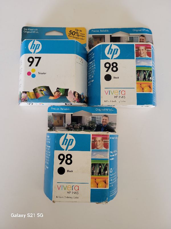 Photo 1 of THREE HP PRINTER INK CARTRIDGES A 97 AND TWO 98’S