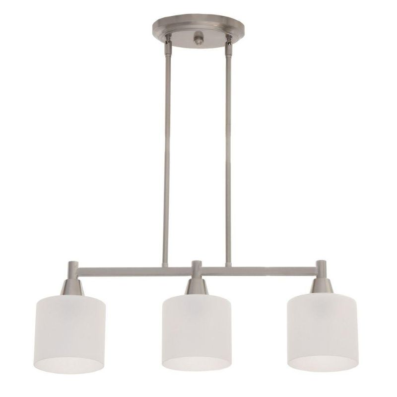 Photo 1 of HAMPTON BAY 3 LIGHT ISLAND CHANDELIER BRUSHED NICKEL FINISH 1000 014 949