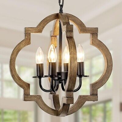 Photo 1 of FINEXPERT ORB FARMHOUSE CHANDELIER 4 LIGHT RUSTIC