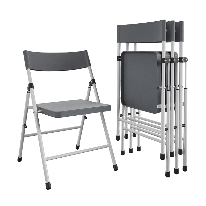 Photo 1 of COSCO Kid's Pinch-Free Resin Folding Chair, Gray & White, 4-Pack, Easy To Clean, Multi-Purpose, No Assembly Required,

