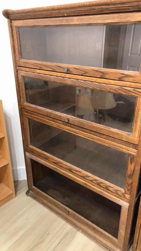 Photo 1 of 2 VINTAGE OAK BARRISTER LAWYERS BOOKCASES 36” X 14” H 57”