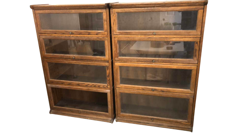 Photo 1 of 2 VINTAGE OAK BARRISTER LAWYERS BOOKCASES 36” X 14” H 57”