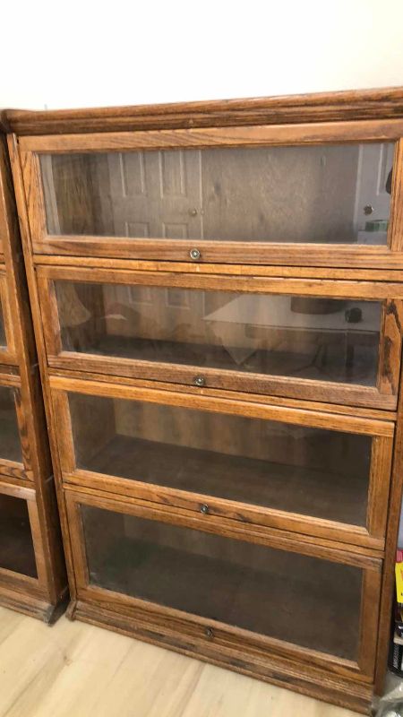 Photo 1 of 2 VINTAGE OAK BARRISTER LAWYERS BOOKCASES 36” X 14” H 57”