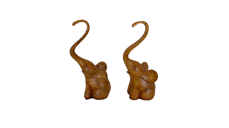 Photo 1 of 2-WOOD RING HOLDER ELEPHANTS