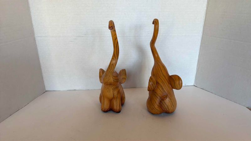 Photo 1 of 2-WOOD RING HOLDER ELEPHANTS