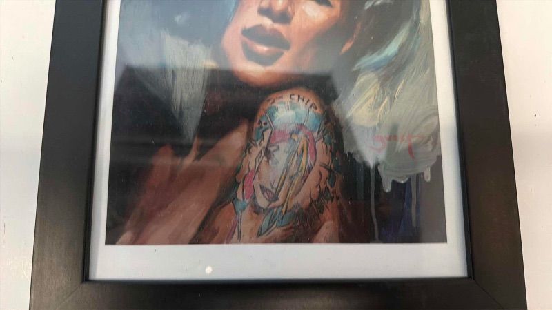 Photo 1 of 2- FRAMED CHRIS GUEST "TATTOOED WOMEN" SIGNED OIL PAINTINGS