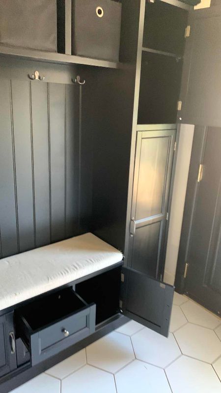 Photo 1 of ROYCE BLACK HALL TREE WITH BENCH AND STORAGE CUBBIES 80” X 16” H 81”