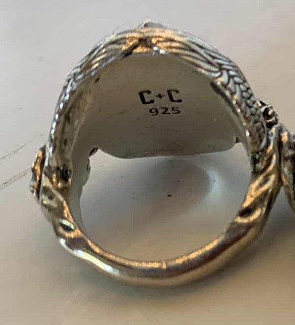 Photo 1 of 925 SILVER CROSS W BLACK INSET RING