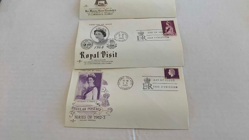 Photo 1 of VINTAGE CANADIAN FIRST DAY OF ISSUE QUEEN ELIZABETH STAMPS AND ENVELOPES
