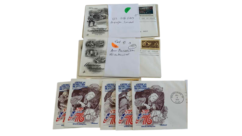 Photo 1 of UNITED STATES AMERICAN REVOLUTION FIRST DAY OF ISSUE STAMPS AND ENVELOPES