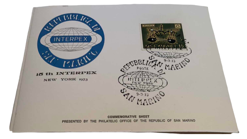 Photo 1 of SAN MARINO INTERPLEX 1973 COMMEMORATIVE POST STAMP CARDS