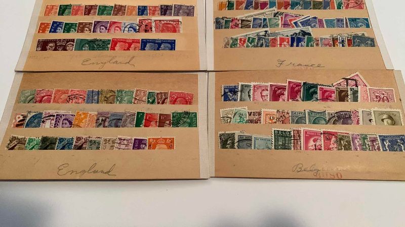 Photo 1 of VINTAGE POSTAGE STAMPS, ENGLAND, FRANCE, BELGIUM