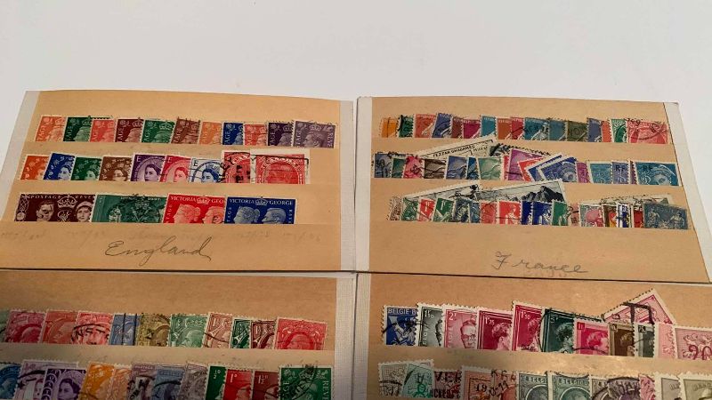 Photo 1 of VINTAGE POSTAGE STAMPS, ENGLAND, FRANCE, BELGIUM