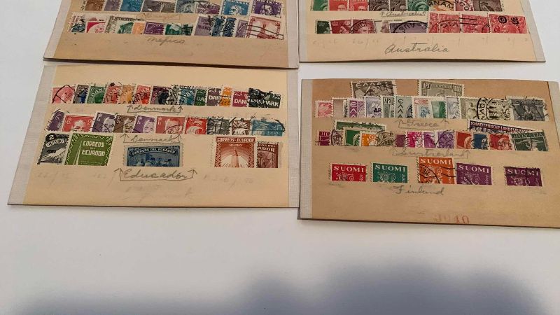 Photo 1 of VINTAGE POSTAGE STAMPS, ECUADOR, DENMARK, MEXICO, BRAZIL, AUSTRALIA, BELIZE, FINLAND, GREECE, SWITZERLAND