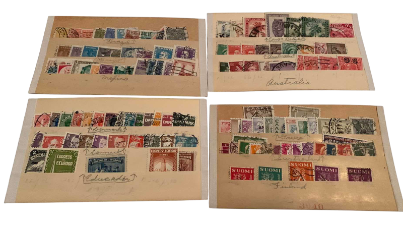 Photo 1 of VINTAGE POSTAGE STAMPS, ECUADOR, DENMARK, MEXICO, BRAZIL, AUSTRALIA, BELIZE, FINLAND, GREECE, SWITZERLAND