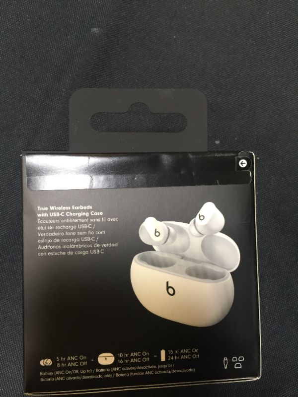 Photo 4 of Beats Studio Buds – True Wireless Noise Cancelling Earbuds – Compatible with Apple & Android, Built-in Microphone, IPX4 Rating, Sweat Resistant Earphones, Class 1 Bluetooth Headphones - White --- FACTORY SEALED 
